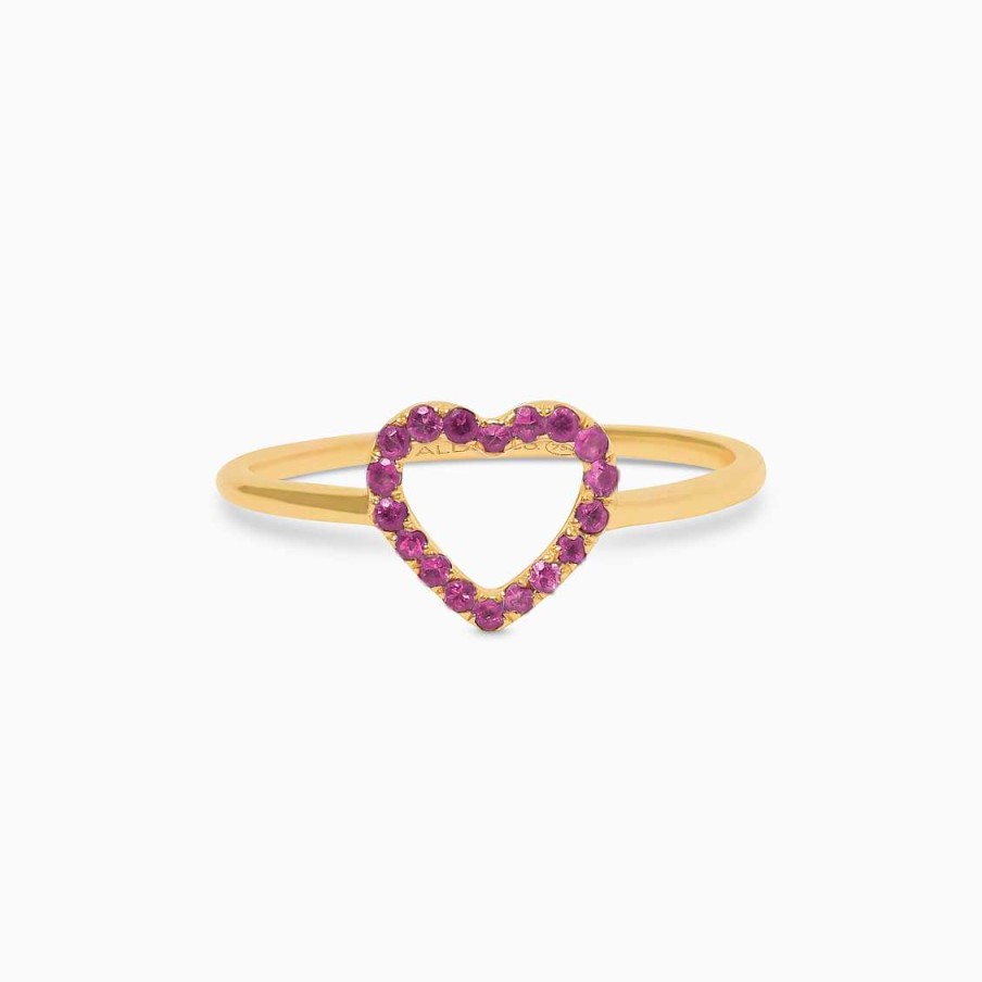 Anillos Aldo & Co | Anillo En Oro Amarillo De 18K Amma Coraz N Full Love Con Zafiros Rosado