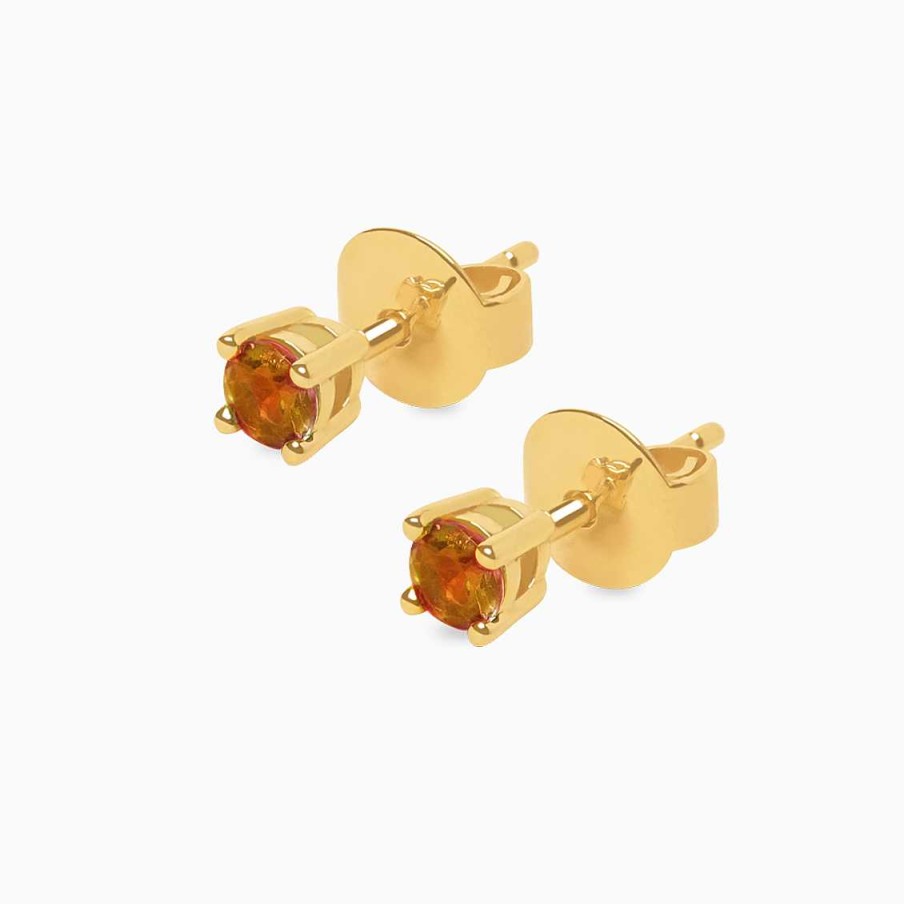 Aretes Aldo & Co | Aretes En Oro Amarillo De 18K Solitario Con Turmalina Naranja