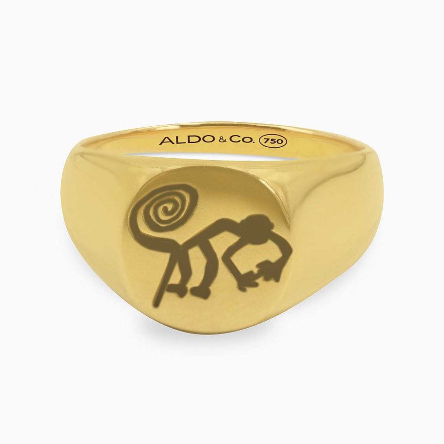 Anillos Aldo & Co | Anillo Chevalier En Oro Amarillo De 18K Con Jerogl Fico De Mono