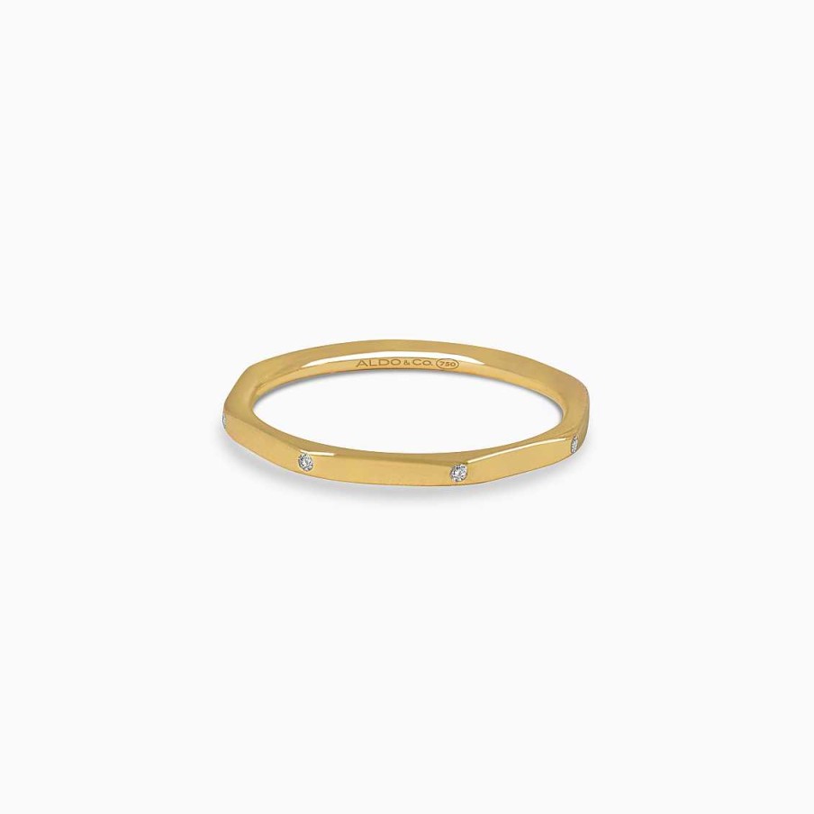 Cintillos Aldo & Co | Anillo En Oro Amarillo De 18K Octagonal Con Brillantes