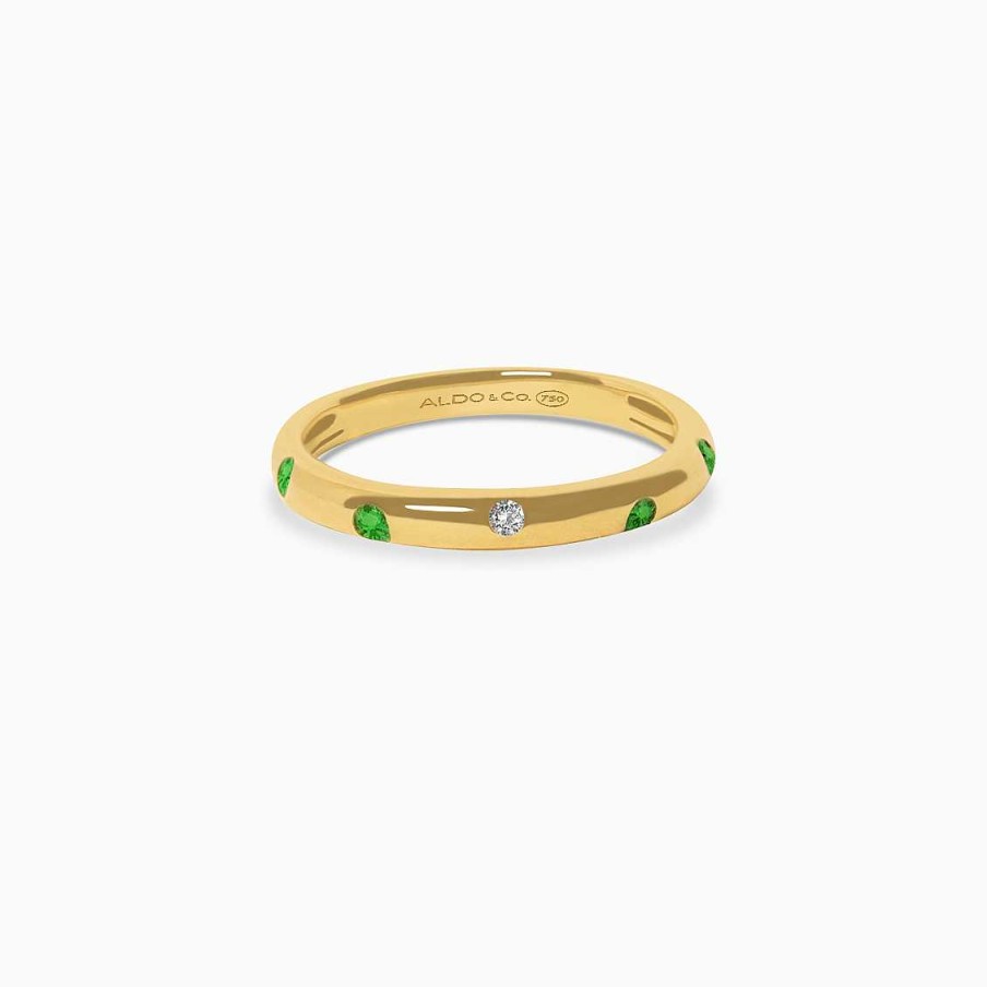 Anillos Aldo & Co | Anillo En Oro Amarillo De 18K Media Ca A Con Esmeraldas