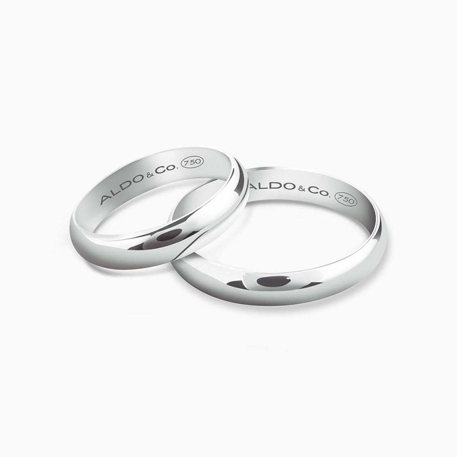 Aros De Matrimonio Aldo & Co | Alianzas En Oro Blanco De 18K Media Ca A