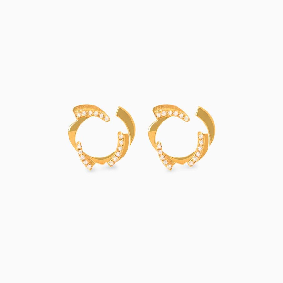 Aretes Aldo & Co | Aretes En Oro Amarillo De 18K Curvas Con Brillantes