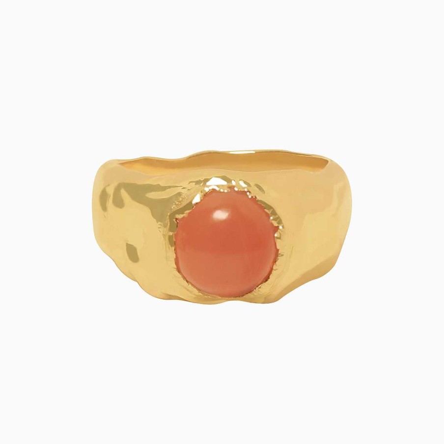 Anillos Aldo & Co | Anillo Bold Chevalier Org Nico En Oro Amarillo De 18K Con Cuarzo Rosado