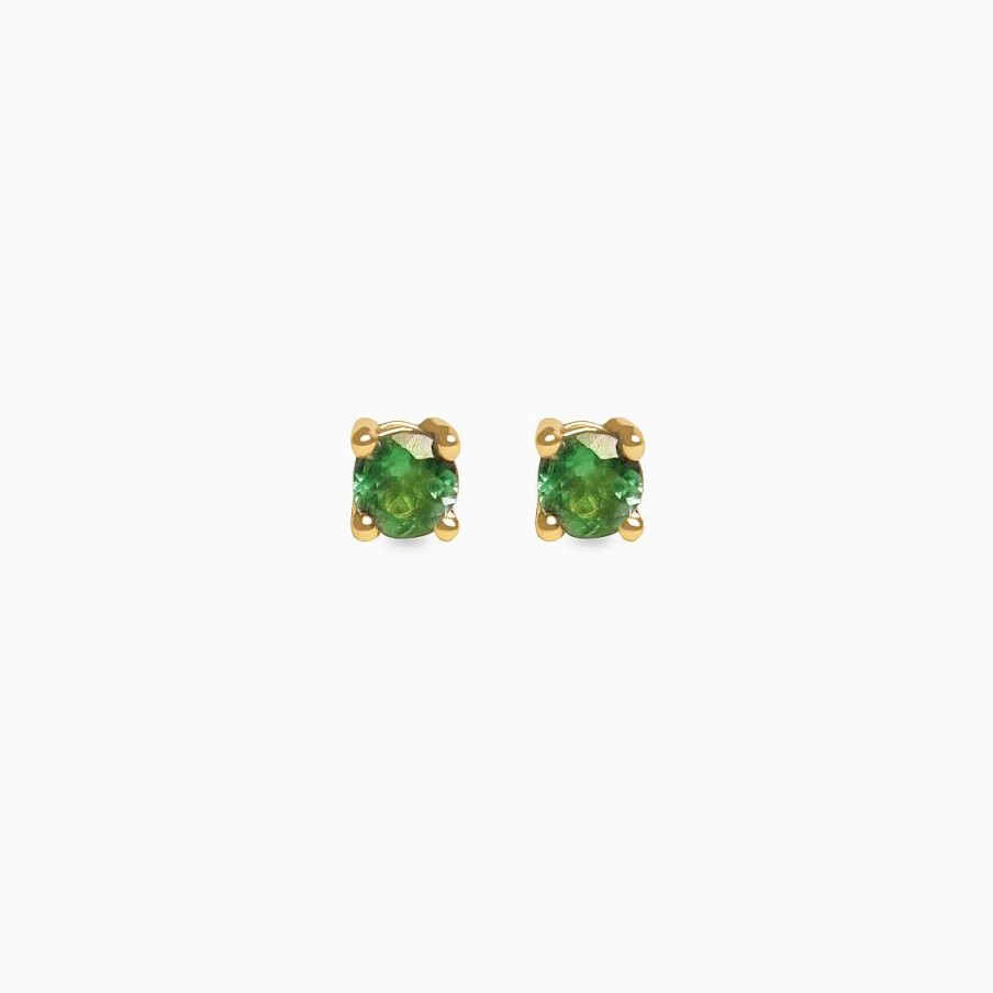 Aretes Aldo & Co | Aretes En Oro Amarillo De 18K Solitario Con Turmalina Verde Claro