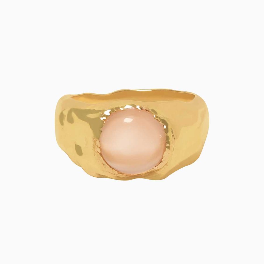 Anillos Aldo & Co | Anillo Bold Chevalier Org Nico En Oro Amarillo De 18K Con Cuarzo Rosado Claro