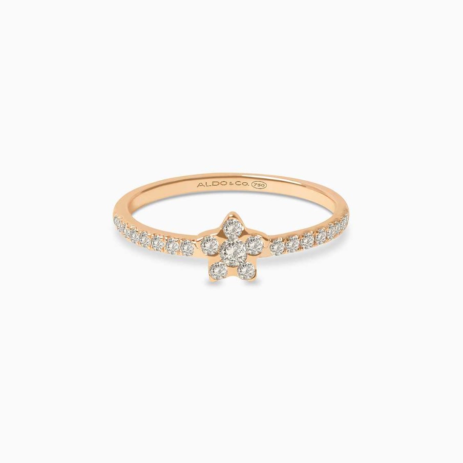 Anillos Aldo & Co | Anillo En Oro Rosado De 18K Estrella Con Brillantes