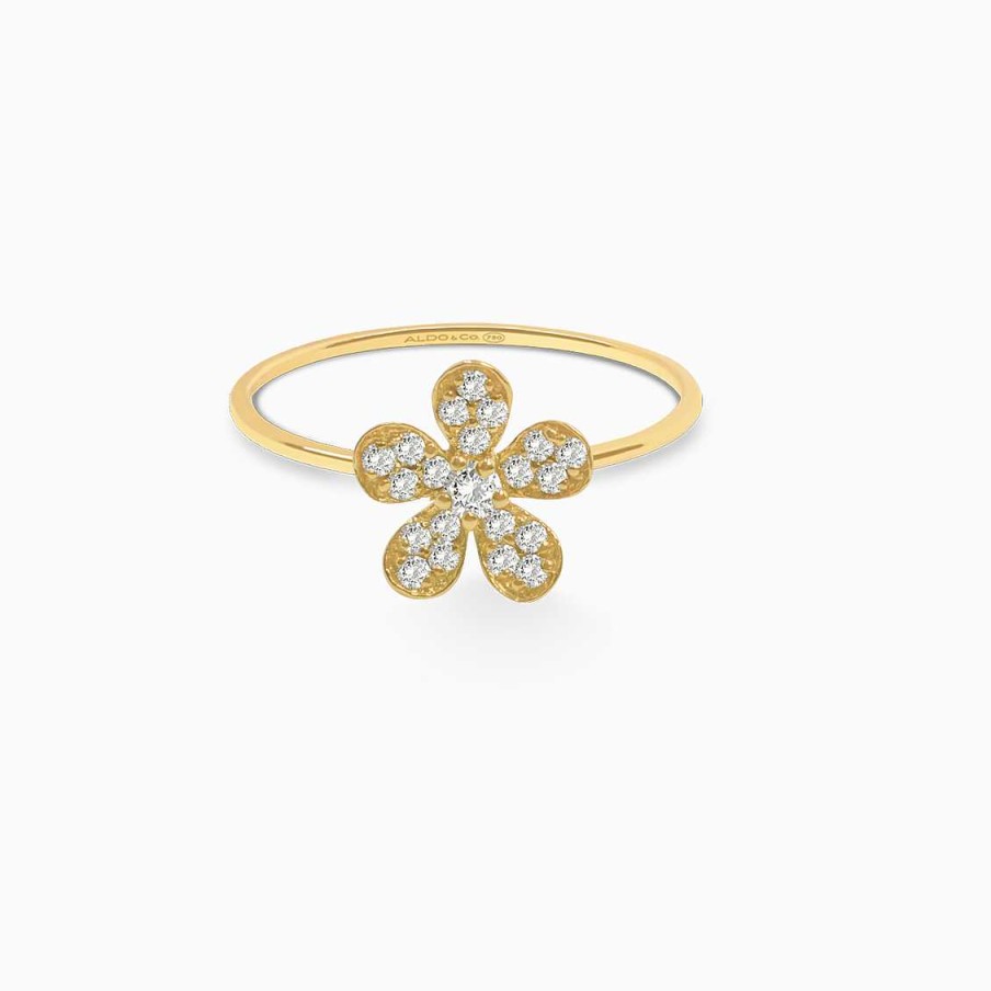 Anillos Aldo & Co | Anillo En Oro Amarillo De 18K Flor Con Brillantes