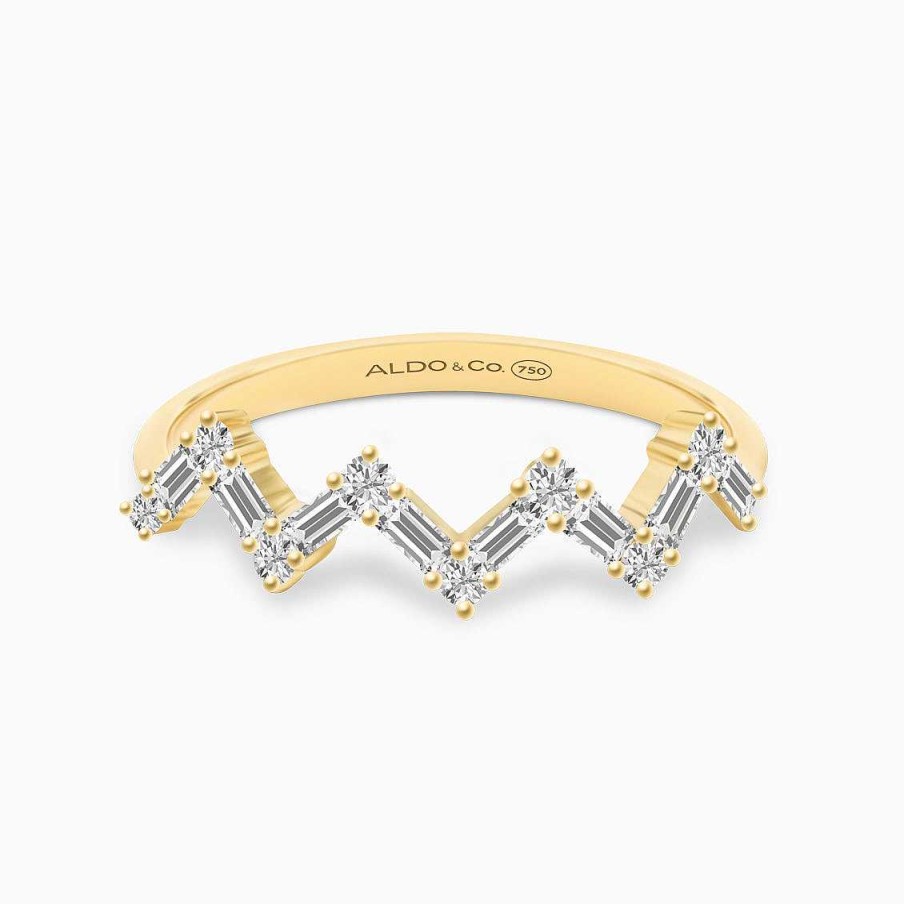 Anillos Aldo & Co | Anillo En Oro Amarillo De 18K Zig Zag Con Brillantes