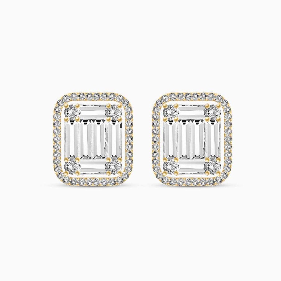 Aretes Aldo & Co | Aretes En Oro Amarillo 18K Rectangular Con Brillantes