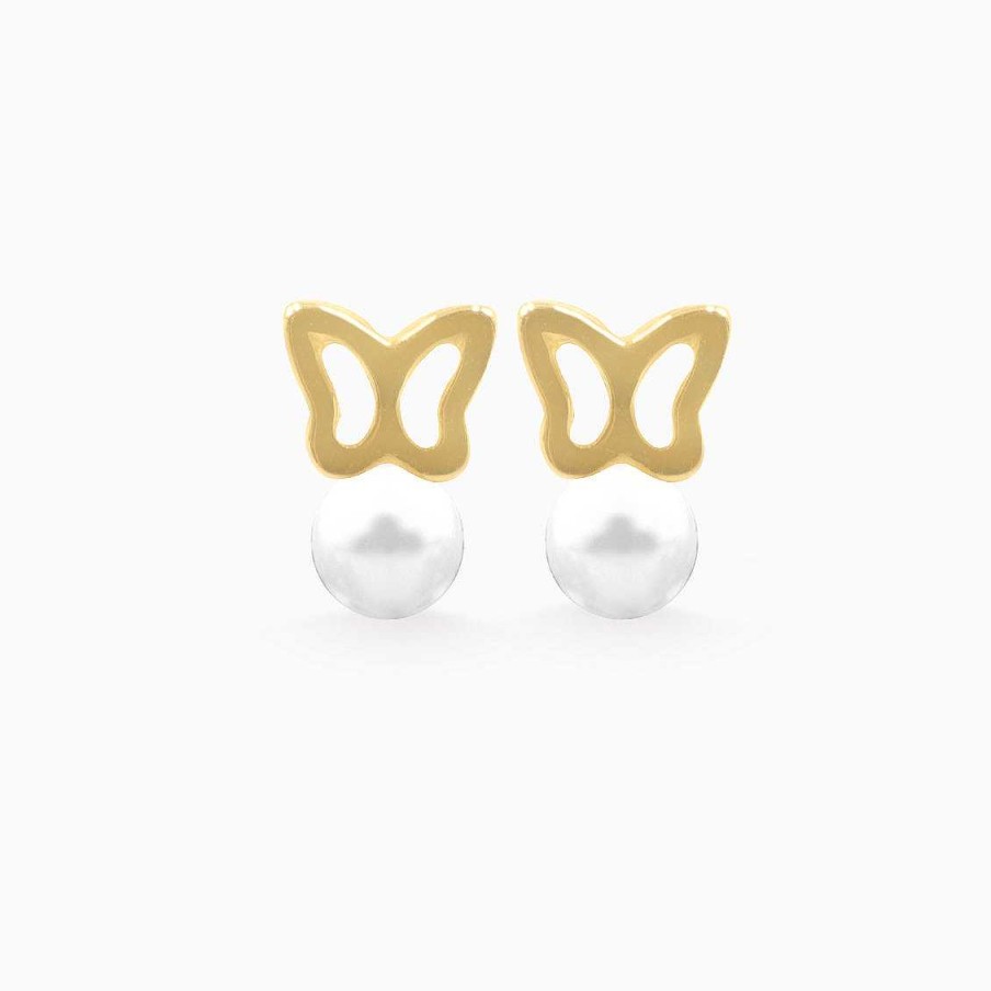 Aretes Aldo & Co | Aretes En Oro Amarillo De 18K Mariposa Con Perla