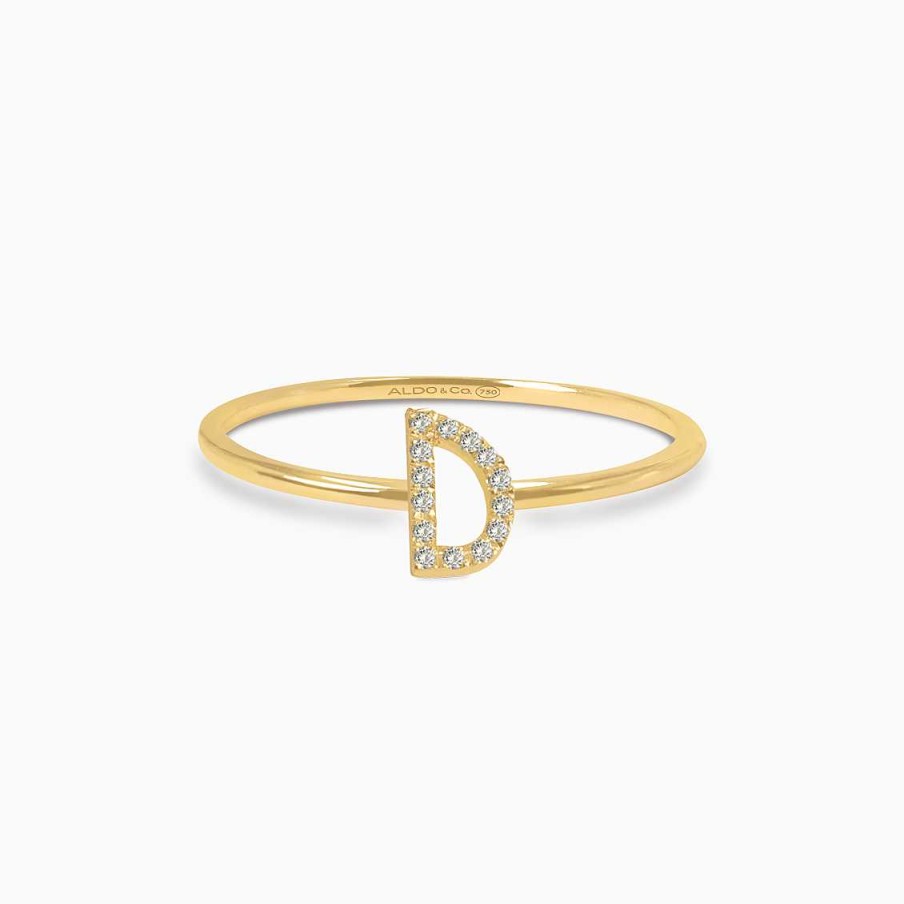 Anillos Aldo & Co | Anillo En Oro Amarillo De 18K Letra D Con Brillantes