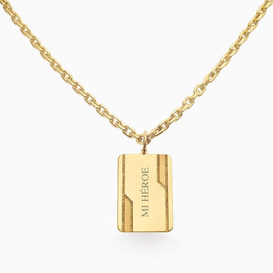 Joyer A Masculina Aldo & Co | Placa Rectangular En Oro Amarillo De 18K Brilloso