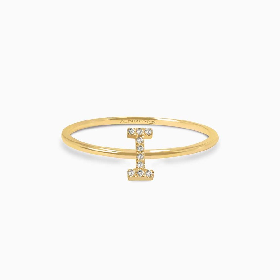 Anillos Aldo & Co | Anillo En Oro Amarillo De 18K Letra I Con Brillantes