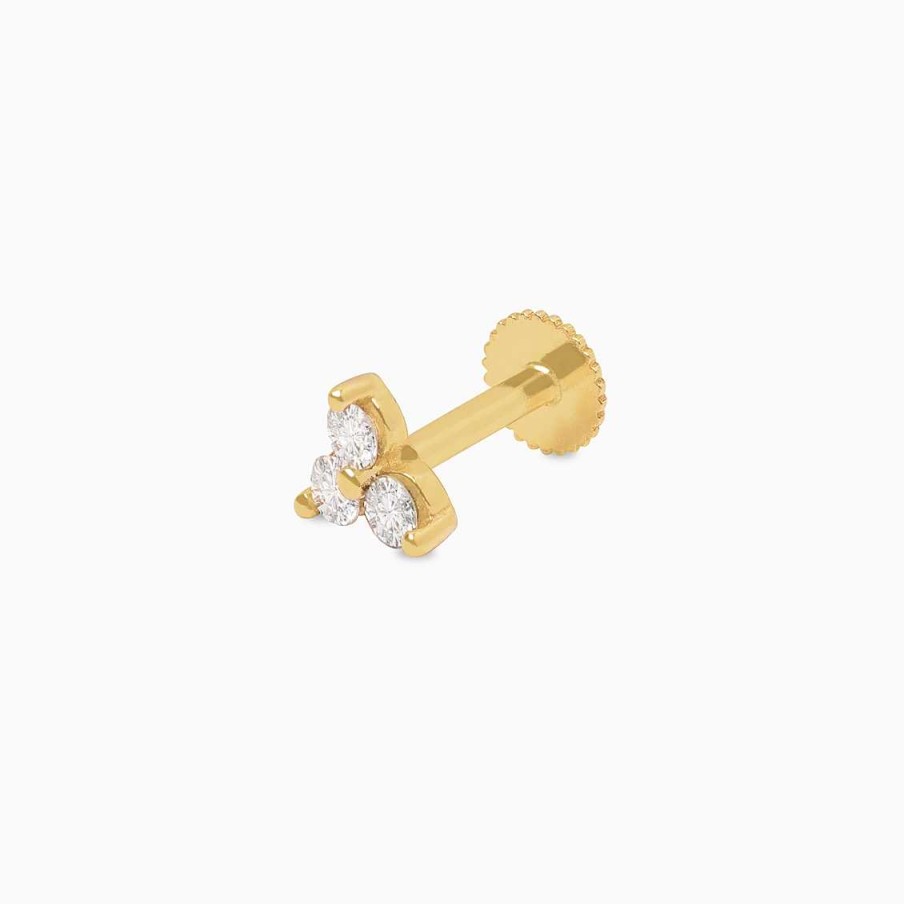 Piercings Aldo & Co | Piercing En Oro Amarillo De 18K Tri Ngulo Con Brillantes