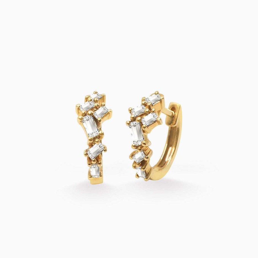 Aretes Aldo & Co | Argollas En Oro Amarillo De 18K Con Brillantes En Zig Zag