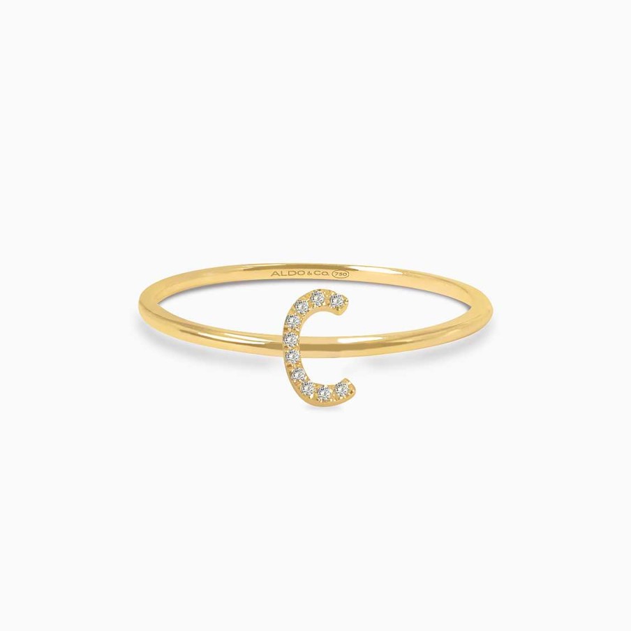 Anillos Aldo & Co | Anillo En Oro Amarillo De 18K Letra C Con Brillantes