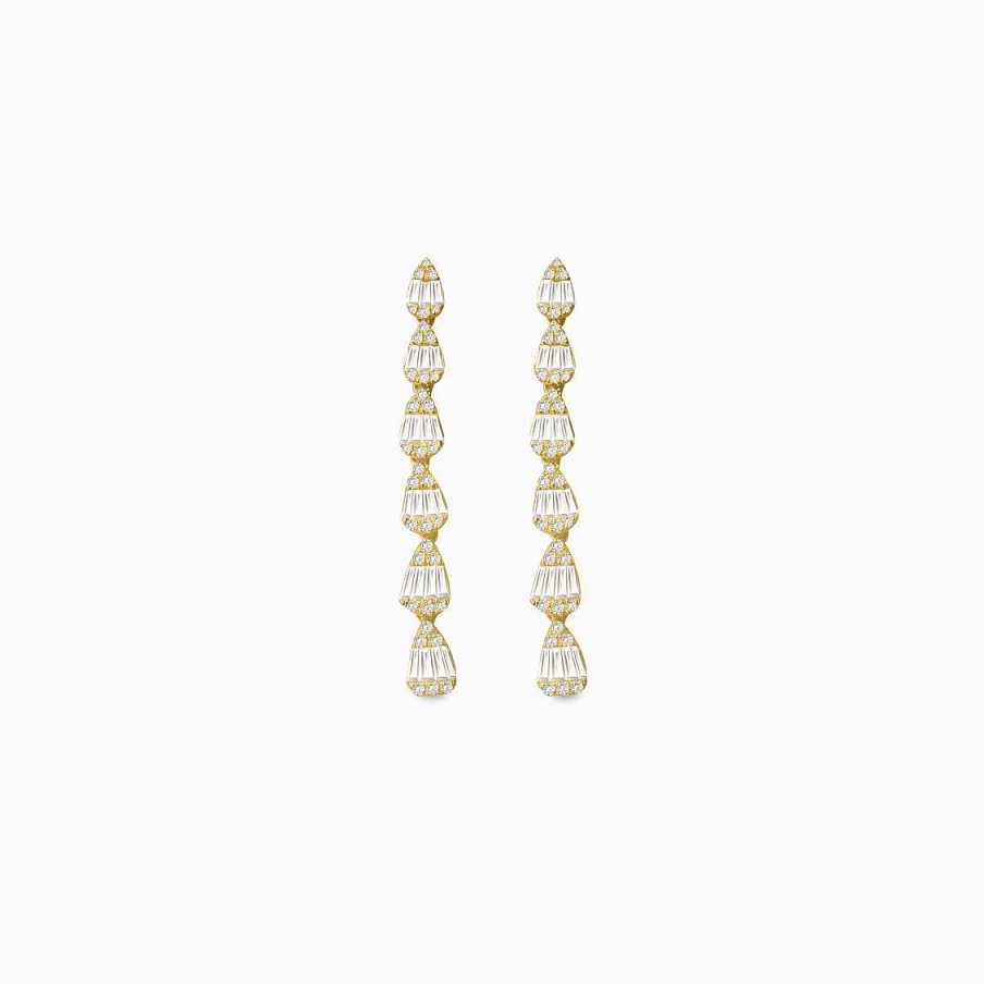 Aretes Aldo & Co | Aretes En Oro Amarillo De 18K Largos Con 6 Gotas Con Brillantes