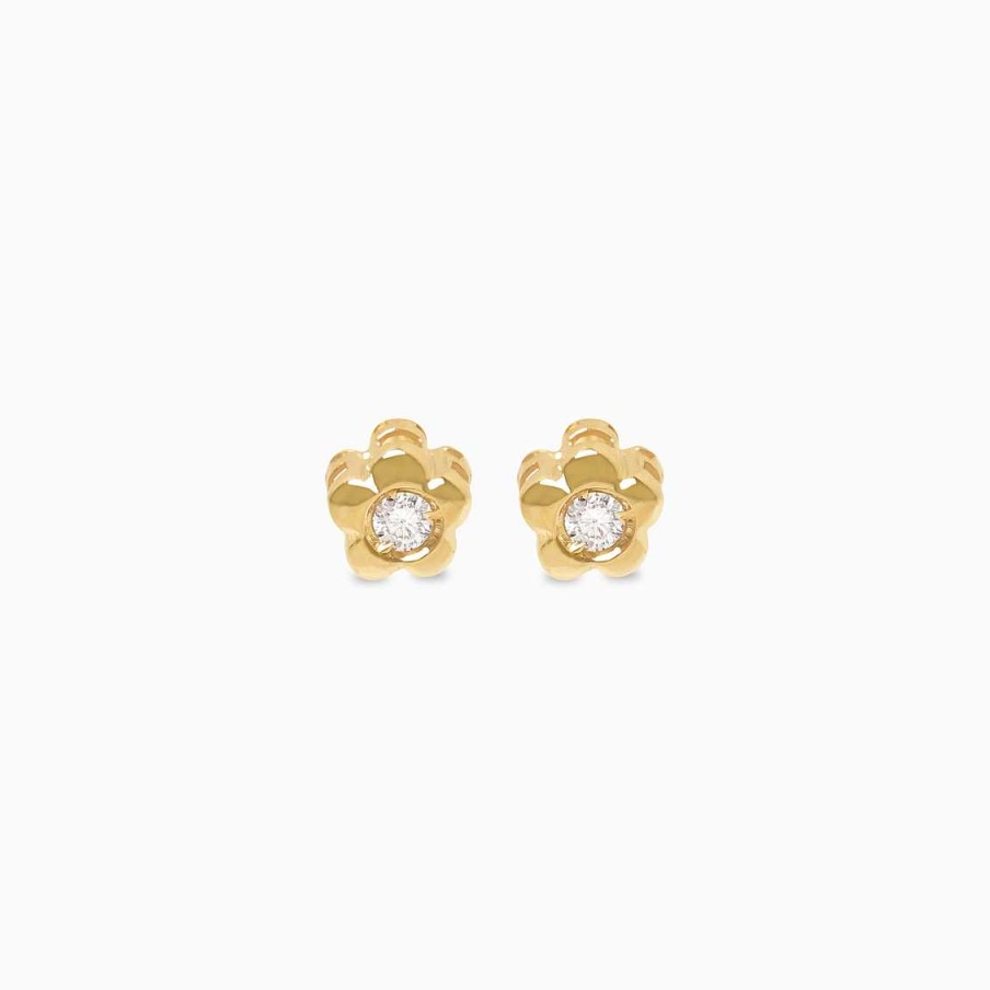 Piercings Aldo & Co | Aretes En Oro Amarillo De 18K Flor Con Brillante