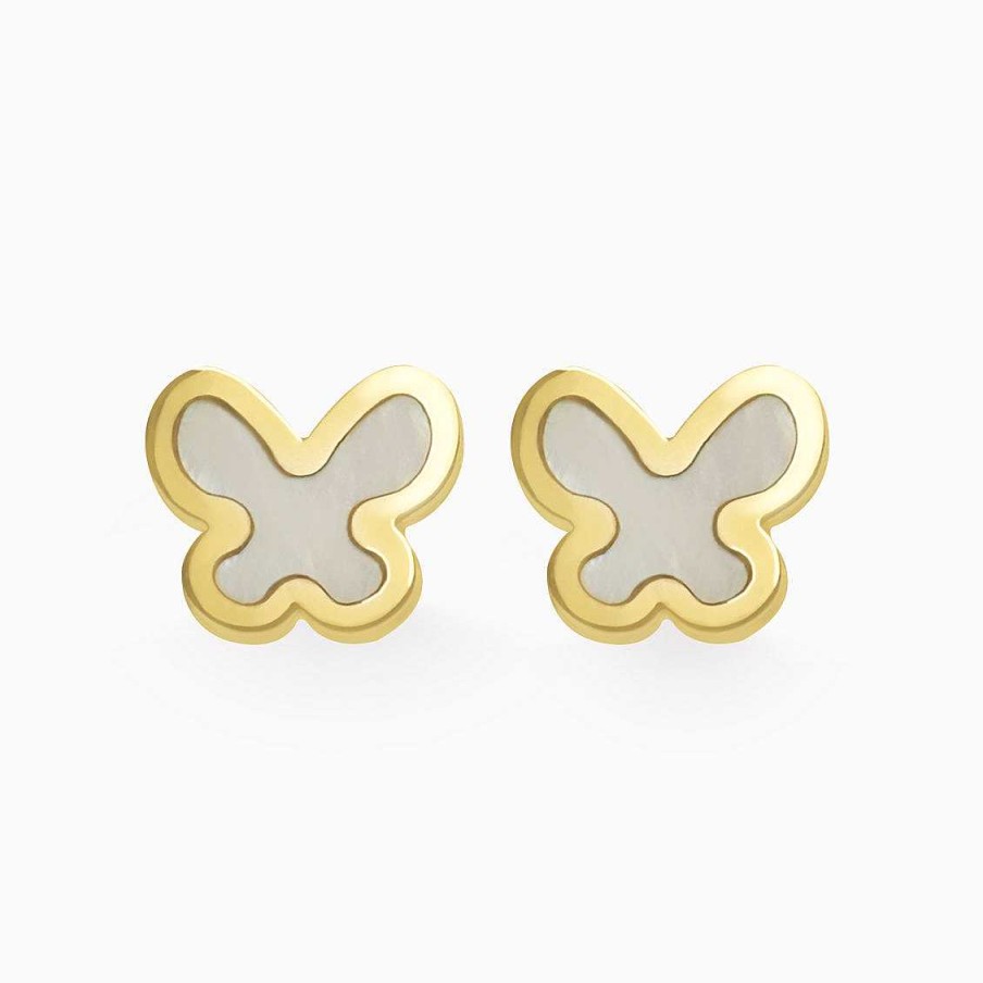 Aretes Aldo & Co | Aretes En Oro Amarillo De 18K Mariposa Con N Car