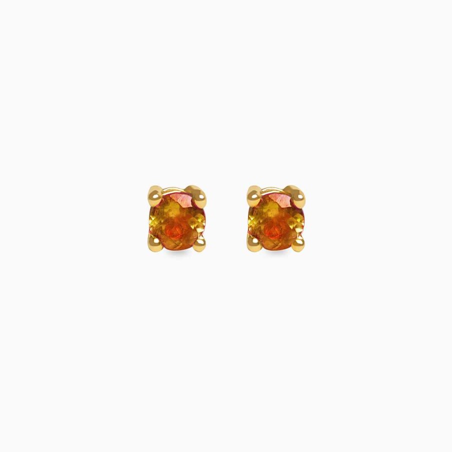 Aretes Aldo & Co | Aretes En Oro Amarillo De 18K Solitario Con Turmalina Naranja