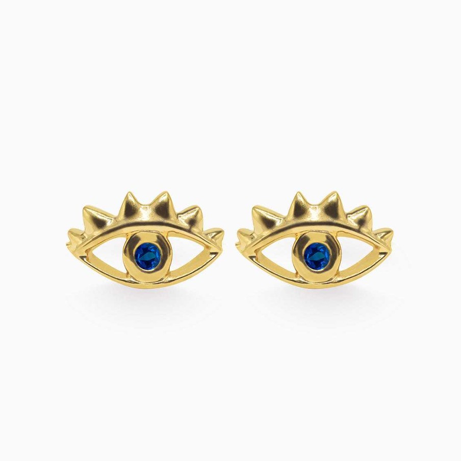 Aretes Aldo & Co | Aretes Siena En Oro Amarillo De 18K Forma De Ojo Con Zafiro