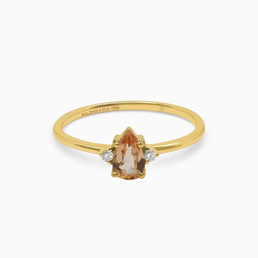 Anillos Aldo & Co | Anillo Zodiacal Libra En Oro Amarillo De 18K Con Citrino Y Brillantes