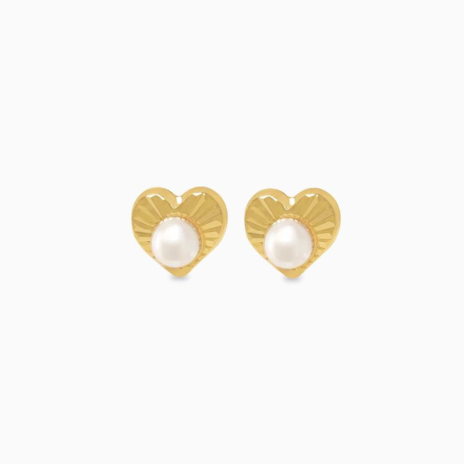 Aretes Aldo & Co | Aretes En Oro Amarillo De 18K Coraz N Diamantado Con Perla