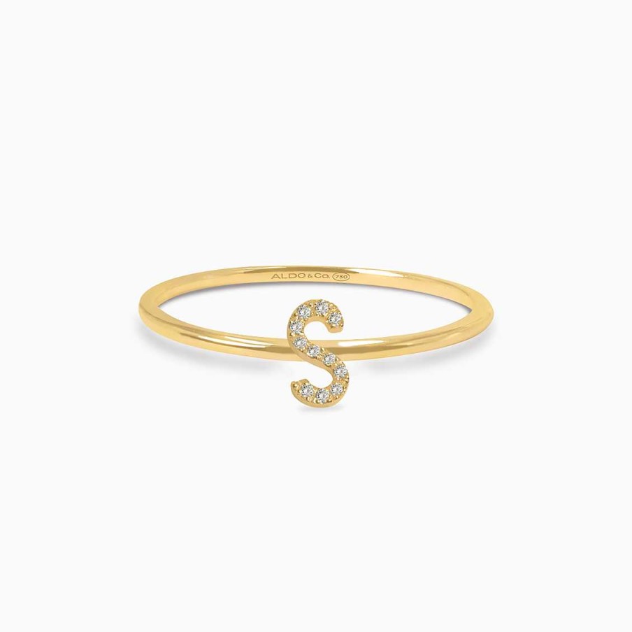 Anillos Aldo & Co | Anillo En Oro Amarillo De 18K Letra S Con Brillantes