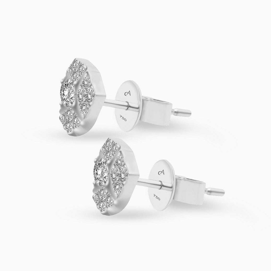 Aretes Aldo & Co | Aretes En Oro Blanco De 18K Forma De Rombo Con Brillantes