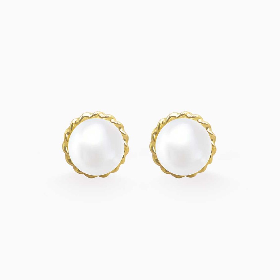 Aretes Aldo & Co | Aretes En Oro Amarillo De 18K Perla Con Bisel Labrado