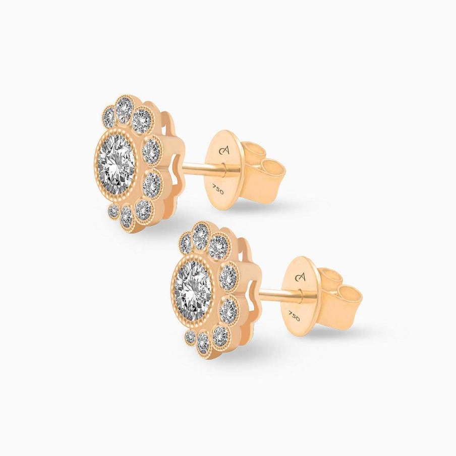 Aretes Aldo & Co | Aretes En Oro Rosado De 18K Flor Con Brillantes