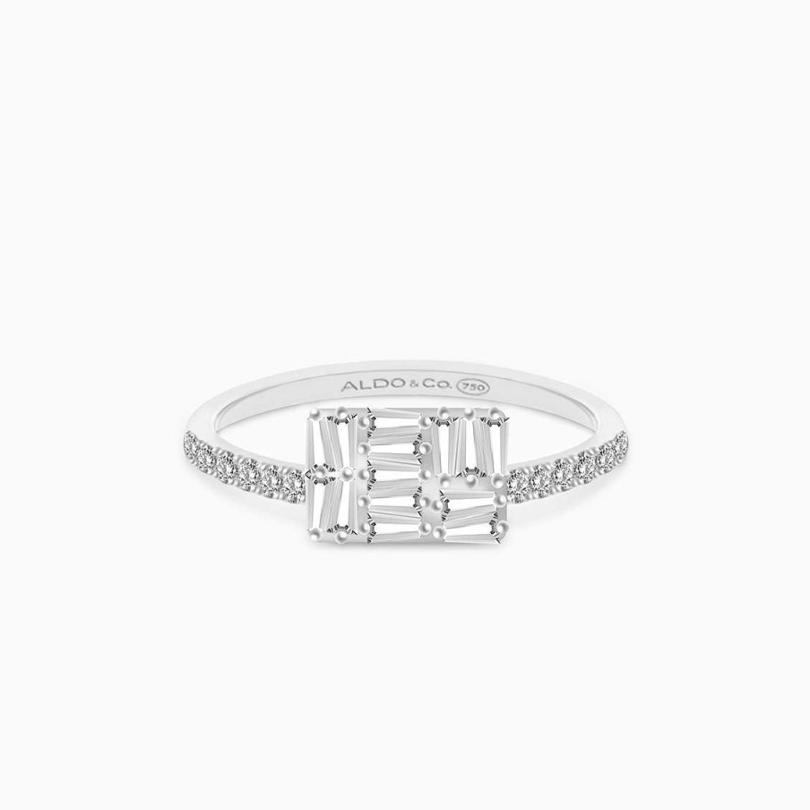 Anillos Aldo & Co | Anillo En Oro Blanco De 18K Forma Rectangular Con Brillantes