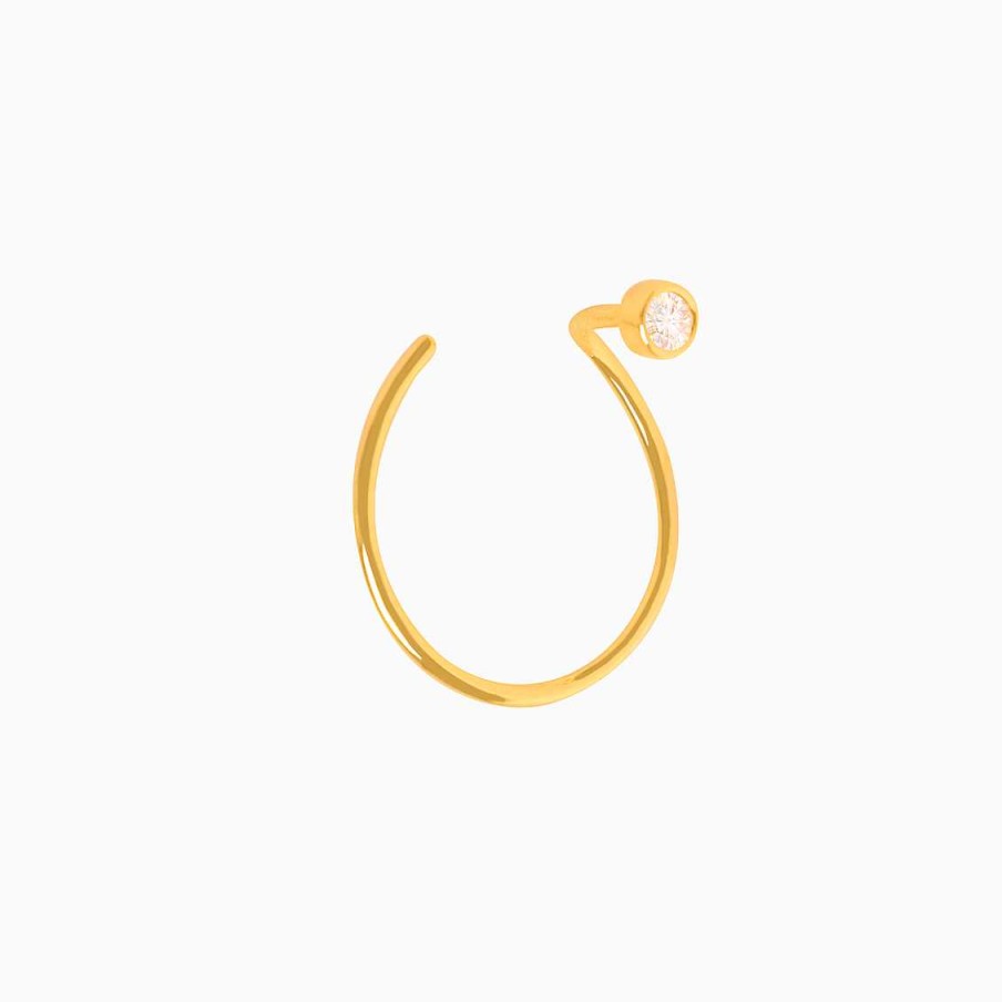 Piercings Aldo & Co | Medio Arete En Oro Amarillo De 18K Piercing Circular Con Brillante