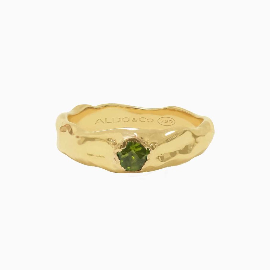 Anillos Aldo & Co | Anillo Bold Org Nico Delgado En Oro Amarillo De 18K Con Turmalina Verde Peridot