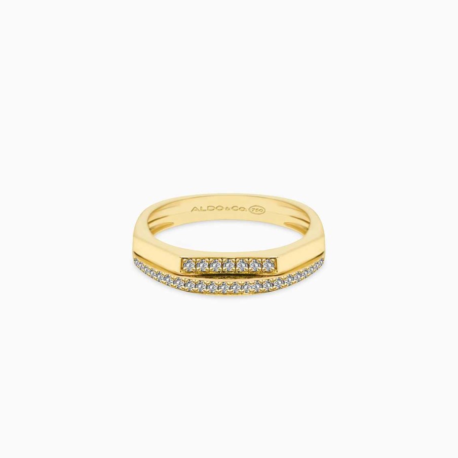 Anillos Aldo & Co | Anillo En Oro Amarillo De 18K Doble Aro Octagonal Con Brillantes