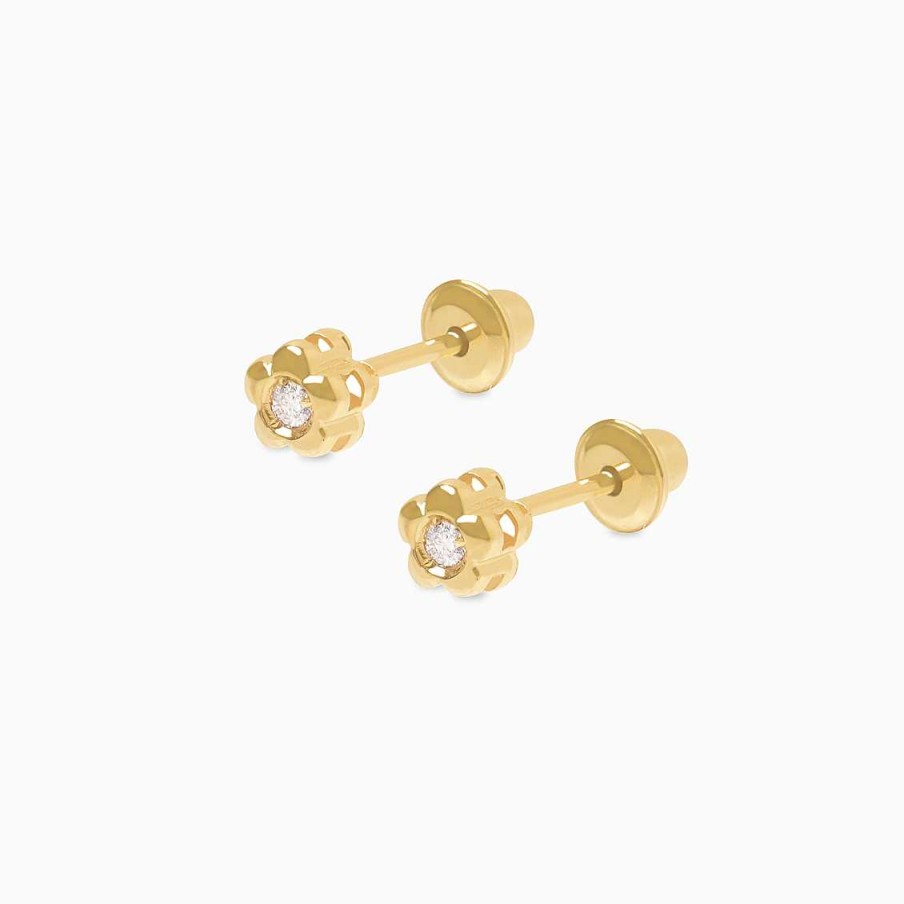 Piercings Aldo & Co | Aretes En Oro Amarillo De 18K Flor Con Brillante