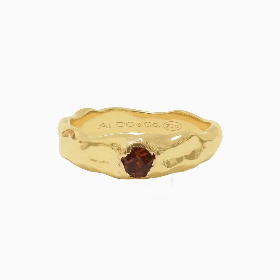 Anillos Aldo & Co | Anillo Bold Org Nico Delgado En Oro Amarillo De 18K Con Turmalina Fucsia