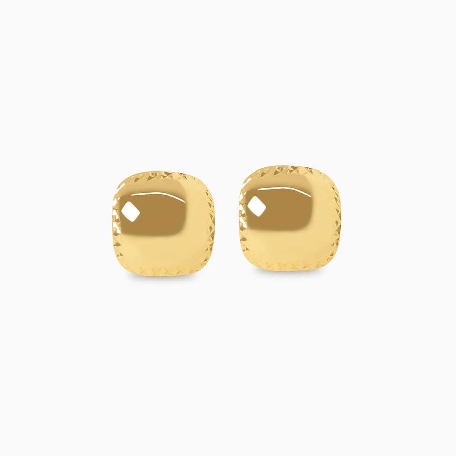 Aretes Aldo & Co | Aretes En Oro Amarillo De 18K Cuadrado Bombeado Con Bordes