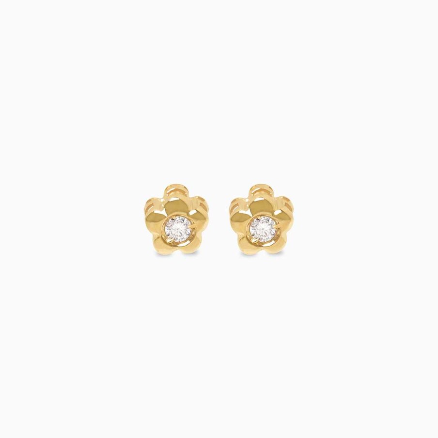 Piercings Aldo & Co | Aretes En Oro Amarillo De 18K Flor Con Brillante