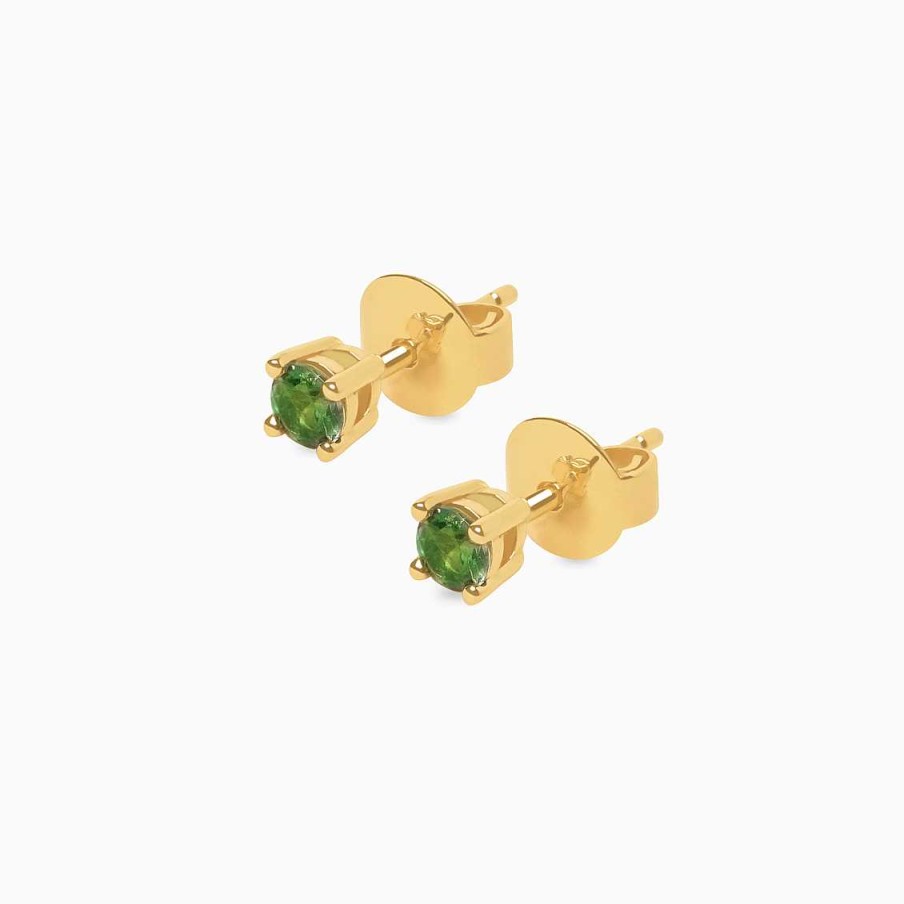 Aretes Aldo & Co | Aretes En Oro Amarillo De 18K Solitario Con Turmalina Verde Claro